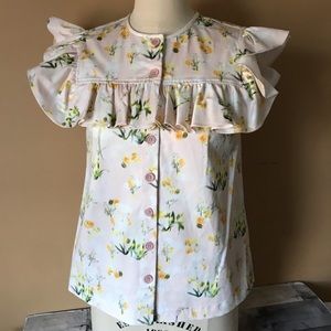 Rebecca Taylor Firefly Floral Top in Ballet Combo